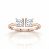 Rose Gold Lumina Twin Princess Two Stone Diamond Engagement Ring