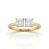 Yellow Gold Lumina Twin Princess Two Stone Diamond Engagement Ring
