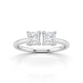 White Gold Lumina Twin Princess Two Stone Diamond Engagement Ring