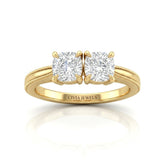 Yellow Gold Éternelle Toi et Moi Cushion & Round Diamond Engagement Ring