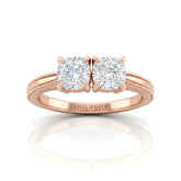 Rose Gold Éternelle Toi et Moi Cushion & Round Diamond Engagement Ring
