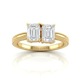 Yellow Gold Éternelle Toi et Moi Emerald & Round Diamond Engagement Ring