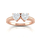 Rose Gold Éternelle Toi et Moi Heart & Round Diamond Engagement Ring