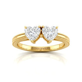 Yellow Gold Éternelle Toi et Moi Heart & Round Diamond Engagement Ring