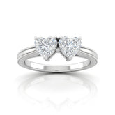 Silver Éternelle Toi et Moi Heart & Round Diamond Engagement Ring