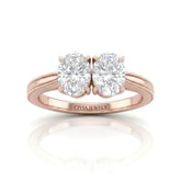 Rose Gold Éternelle Toi et Moi Oval & Round Diamond Engagement Ring