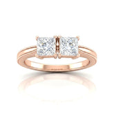 Rose Gold Éternelle Toi et Moi Princess & Round Diamond Engagement Ring