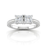 Silver Éternelle Toi et Moi Princess & Round Diamond Engagement Ring