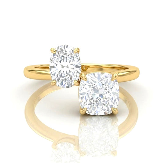 Yellow Gold Seraphine Toi et Moi Oval & Cushion Diamond Engagement Ring