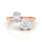Rose Gold Seraphine Toi et Moi Oval & Cushion Diamond Engagement Ring