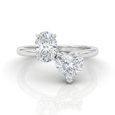 White Gold Seraphine Toi et Moi Oval & Heart Diamond Engagement Ring