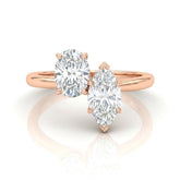 Rose Gold Seraphine Toi et Moi Oval & Marquise Diamond Engagement Ring