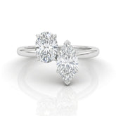 White Gold Seraphine Toi et Moi Oval & Marquise Diamond Engagement Ring