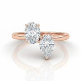 Rose Gold Seraphine Toi et Moi Oval & Pear Diamond Engagement Ring