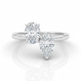 Silver Seraphine Toi et Moi Oval & Pear Diamond Engagement Ring
