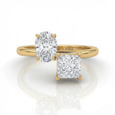 Yellow Gold Seraphine Toi et Moi Oval & Princess Diamond Engagement Ring