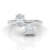 Silver Seraphine Toi et Moi Oval & Princess Diamond Engagement Ring
