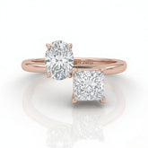 Rose Gold Seraphine Toi et Moi Oval & Princess Diamond Engagement Ring