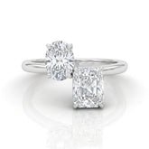 Silver Seraphine Toi et Moi Oval & Radiant Diamond Engagement Ring