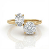 Yellow Gold Seraphine Toi et Moi Oval & Round Diamond Engagement Ring