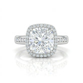 Silver Emperia Cushion Halo Diamond Engagement Ring