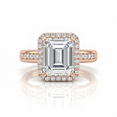 Rose Gold Emperia Emerald Halo Diamond Engagement Ring