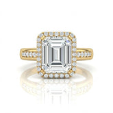 Yellow Gold Emperia Emerald Halo Diamond Engagement Ring
