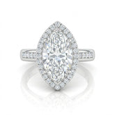 Silver Emperia Marquise Halo Diamond Engagement Ring