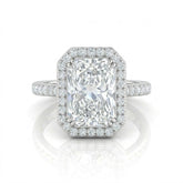 Silver Emperia Radiant Halo Diamond Engagement Ring