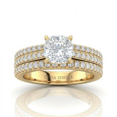 Yellow Gold Aurelia Triple Pavé Cushion Diamond Engagement Ring