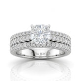 Silver Aurelia Triple Pavé Cushion Diamond Engagement Ring
