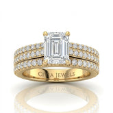 Yellow Gold Aurelia Triple Pavé Emerald Diamond Engagement Ring