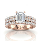 Rose Gold Aurelia Triple Pavé Emerald Diamond Engagement Ring