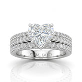 Silver Aurelia Triple Pavé Heart Diamond Engagement Ring
