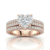Rose Gold Aurelia Triple Pavé Heart Diamond Engagement Ring