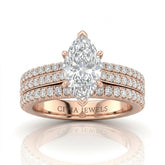 Rose Gold Aurelia Triple Pavé Marquise Diamond Engagement Ring