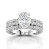 White Gold Aurelia Triple Pavé Oval Diamond Engagement Ring