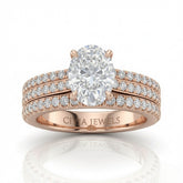 Rose Gold Aurelia Triple Pavé Oval Diamond Engagement Ring