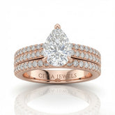 Rose Gold Aurelia Triple Pavé Pear Diamond Engagement Ring