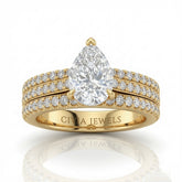 Yellow Gold Aurelia Triple Pavé Pear Diamond Engagement Ring