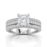 Silver Aurelia Triple Pavé Princess Diamond Engagement Ring