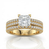 Yellow Gold Aurelia Triple Pavé Princess Diamond Engagement Ring