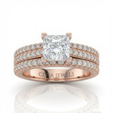 Rose Gold Aurelia Triple Pavé Princess Diamond Engagement Ring
