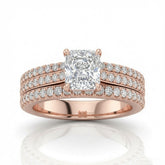 Rose Gold Aurelia Triple Pavé Radiant Diamond Engagement Ring