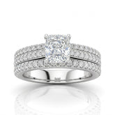 Silver Aurelia Triple Pavé Radiant Diamond Engagement Ring