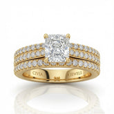 Yellow Gold Aurelia Triple Pavé Radiant Diamond Engagement Ring