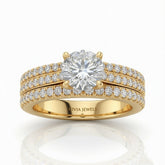 Yellow Gold Aurelia Triple Pavé Round Diamond Engagement Ring