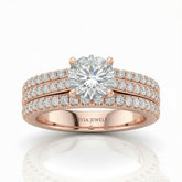 Rose Gold Aurelia Triple Pavé Round Diamond Engagement Ring