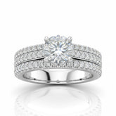 Silver Aurelia Triple Pavé Round Diamond Engagement Ring
