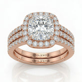 Rose Gold Elarique Cushion Halo Diamond Engagement Ring